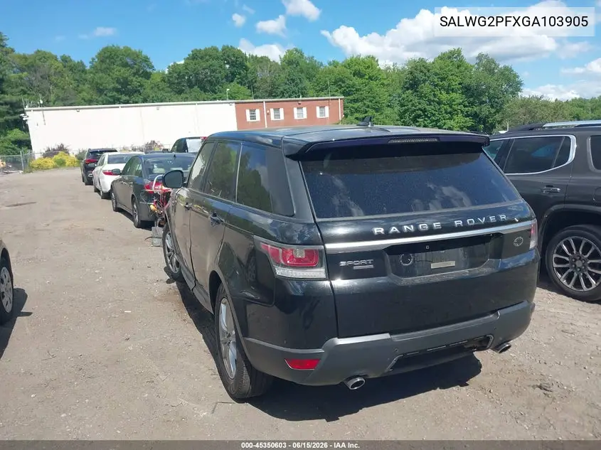 2016 Land Rover Range Rover Sport 3.0L V6 Supercharged Se VIN: SALWG2PFXGA103905 Lot: 45350603