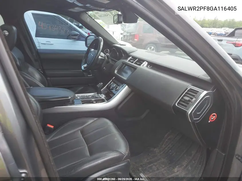 2016 Land Rover Range Rover Sport 3.0L V6 Supercharged Hse VIN: SALWR2PF8GA116405 Lot: 45401260