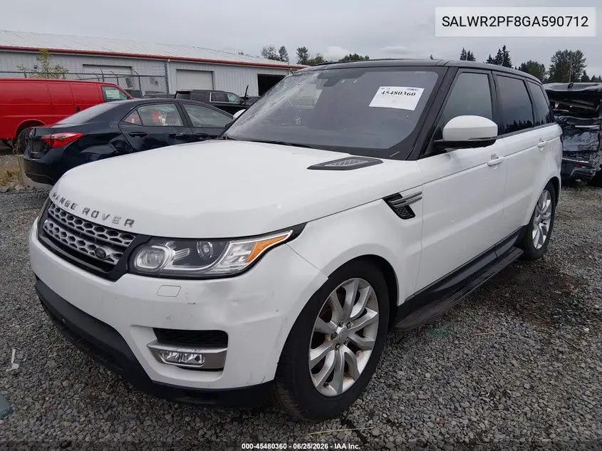 2016 Land Rover Range Rover Sport 3.0L V6 Supercharged Hse VIN: SALWR2PF8GA590712 Lot: 45480360