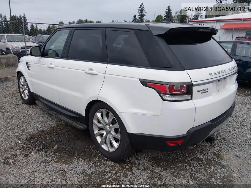 2016 Land Rover Range Rover Sport 3.0L V6 Supercharged Hse VIN: SALWR2PF8GA590712 Lot: 45480360