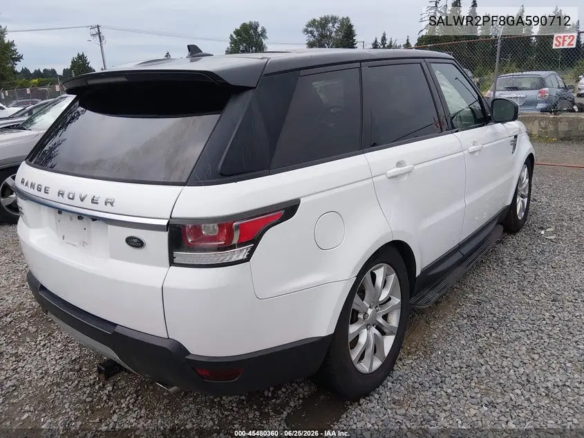 2016 Land Rover Range Rover Sport 3.0L V6 Supercharged Hse VIN: SALWR2PF8GA590712 Lot: 45480360