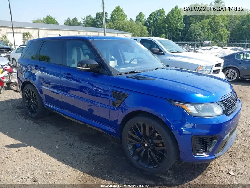 2016 Land Rover Range Rover Sport 5.0L V8 Supercharged Svr VIN: SALWZ2EF6GA114882 Lot: 45487681