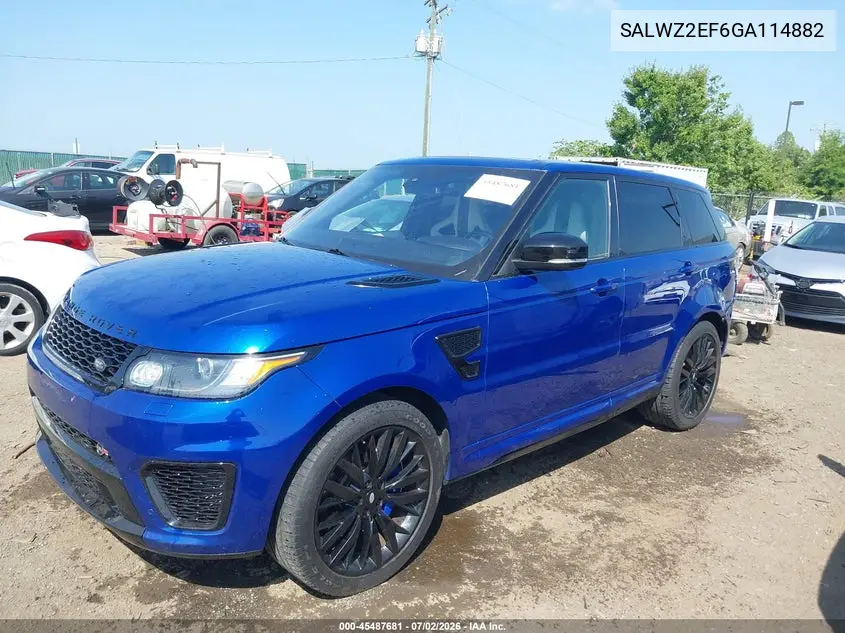 2016 Land Rover Range Rover Sport 5.0L V8 Supercharged Svr VIN: SALWZ2EF6GA114882 Lot: 45487681