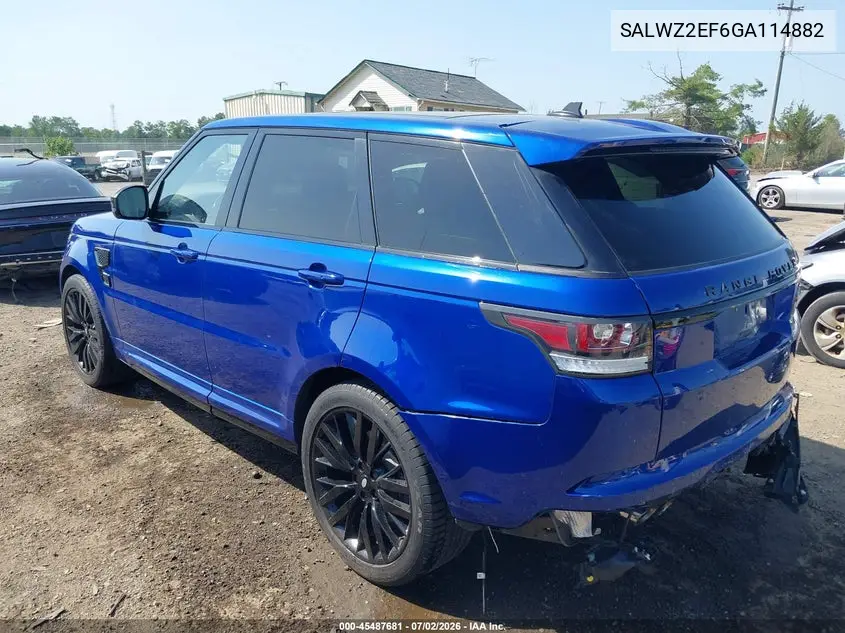 2016 Land Rover Range Rover Sport 5.0L V8 Supercharged Svr VIN: SALWZ2EF6GA114882 Lot: 45487681