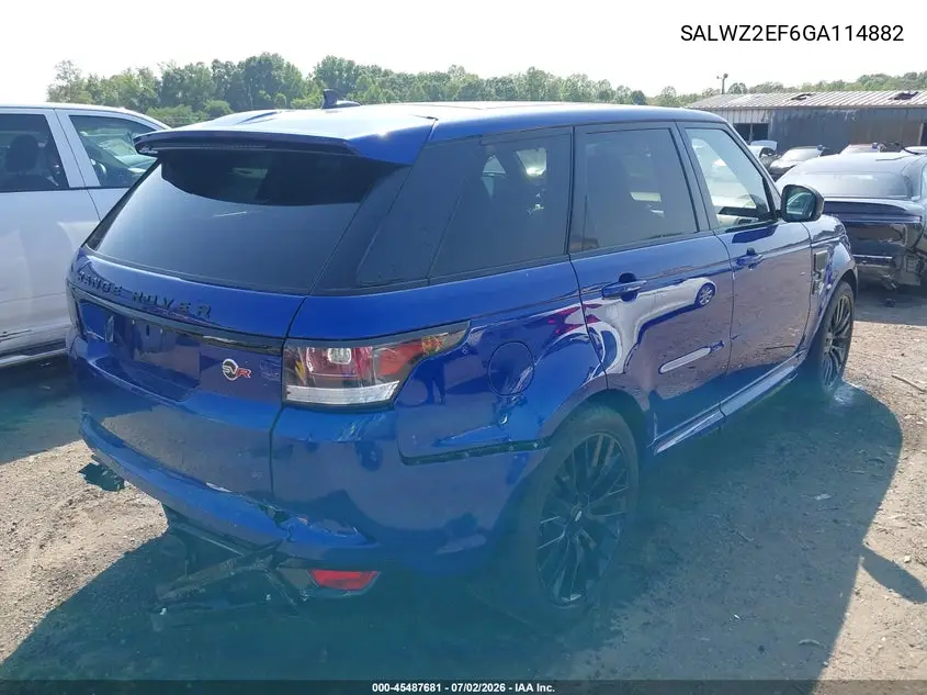 2016 Land Rover Range Rover Sport 5.0L V8 Supercharged Svr VIN: SALWZ2EF6GA114882 Lot: 45487681