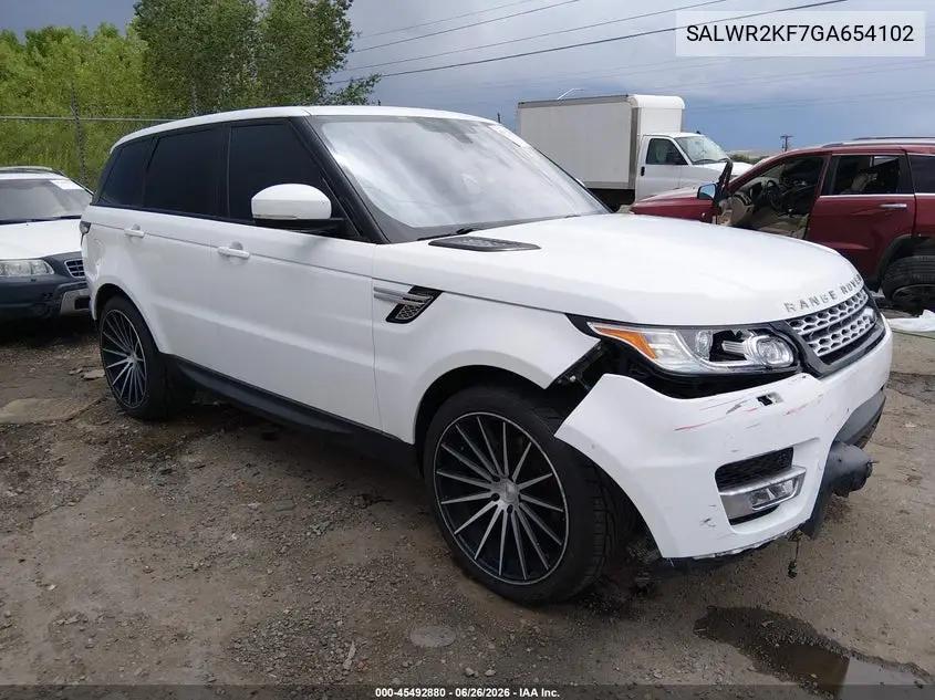 2016 Land Rover Range Rover Sport 3.0L V6 Turbocharged Diesel Hse Td6 VIN: SALWR2KF7GA654102 Lot: 45492880