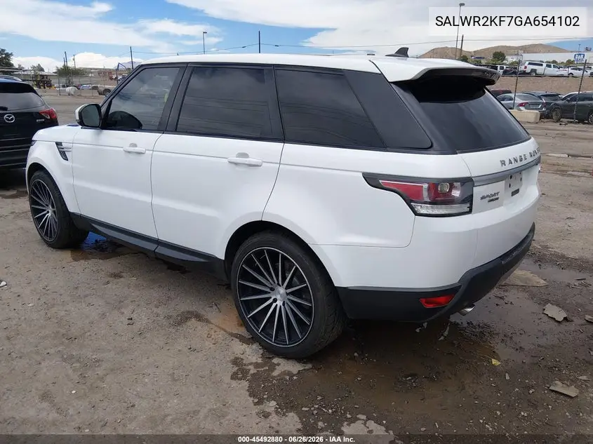 2016 Land Rover Range Rover Sport 3.0L V6 Turbocharged Diesel Hse Td6 VIN: SALWR2KF7GA654102 Lot: 45492880