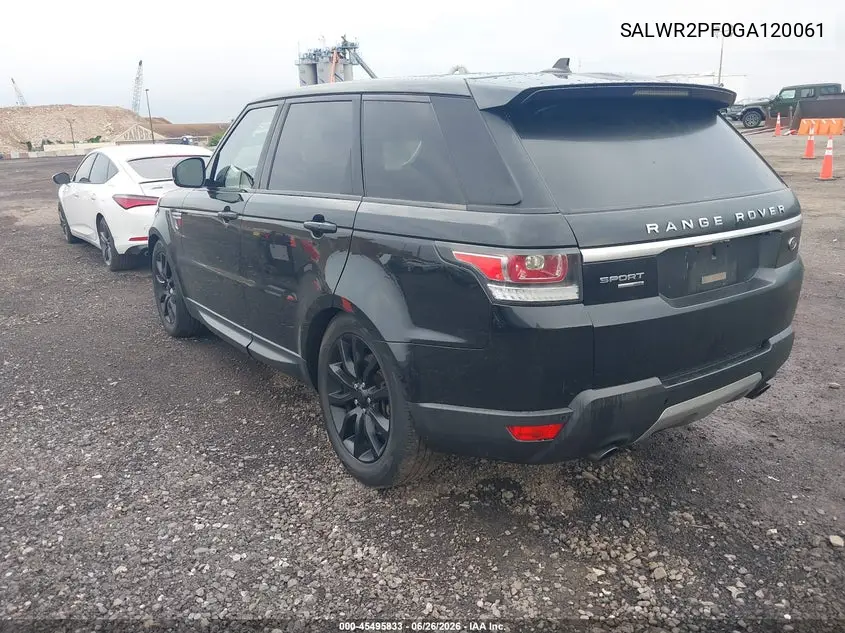 2016 Land Rover Range Rover Sport 3.0L V6 Supercharged Hse VIN: SALWR2PF0GA120061 Lot: 45495833
