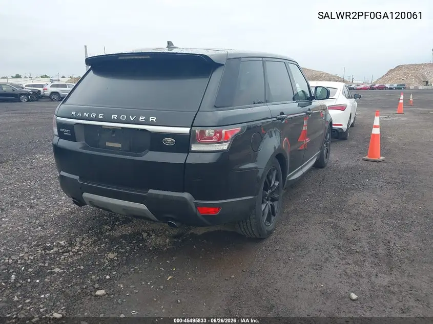 2016 Land Rover Range Rover Sport 3.0L V6 Supercharged Hse VIN: SALWR2PF0GA120061 Lot: 45495833