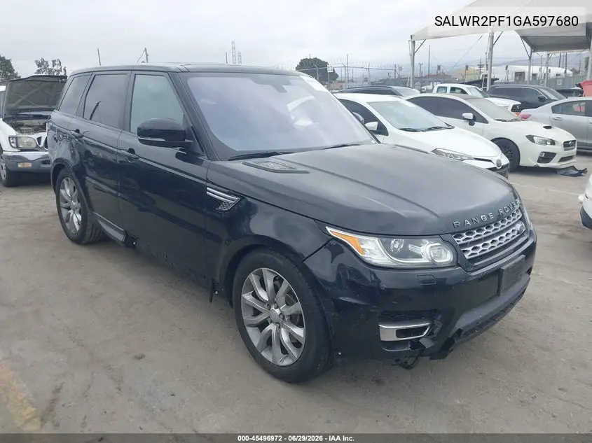 2016 Land Rover Range Rover Sport 3.0L V6 Supercharged Hse VIN: SALWR2PF1GA597680 Lot: 45496972