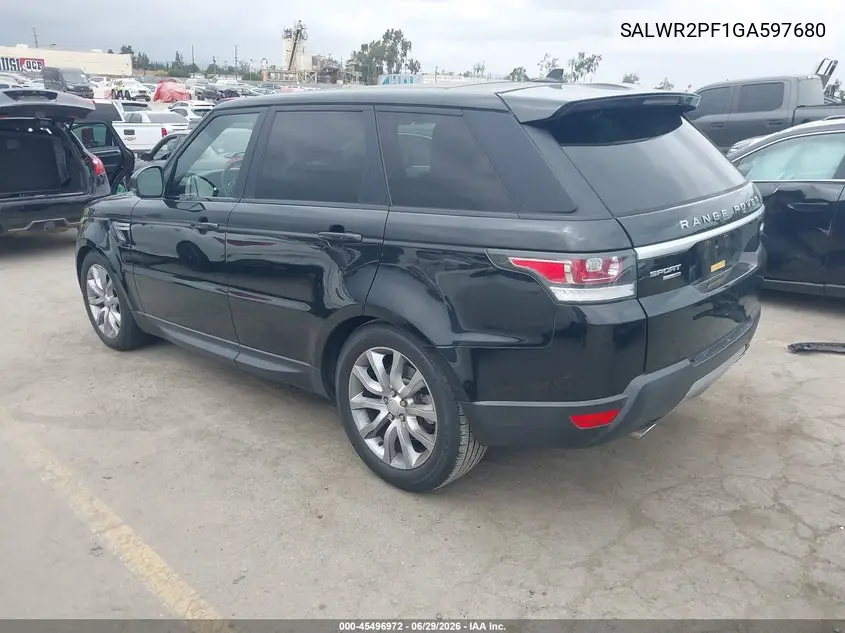 2016 Land Rover Range Rover Sport 3.0L V6 Supercharged Hse VIN: SALWR2PF1GA597680 Lot: 45496972