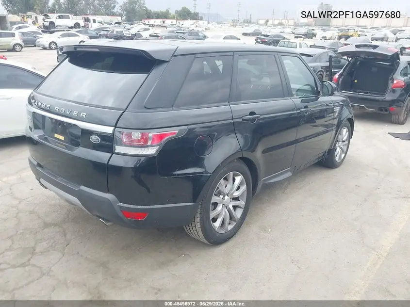 2016 Land Rover Range Rover Sport 3.0L V6 Supercharged Hse VIN: SALWR2PF1GA597680 Lot: 45496972