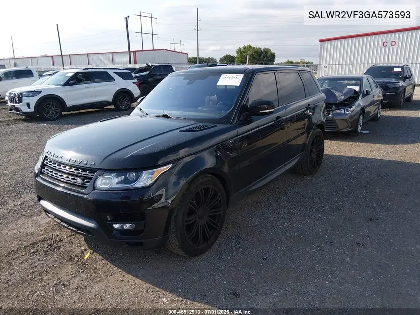 2016 Land Rover Range Rover Sport 3.0L V6 Supercharged Hse VIN: SALWR2VF3GA573593 Lot: 45512913