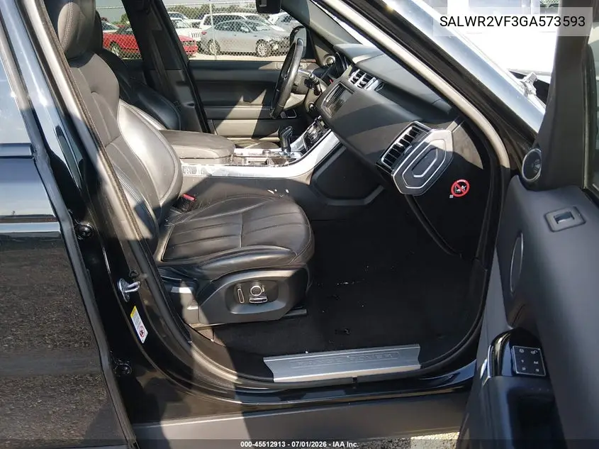 2016 Land Rover Range Rover Sport 3.0L V6 Supercharged Hse VIN: SALWR2VF3GA573593 Lot: 45512913