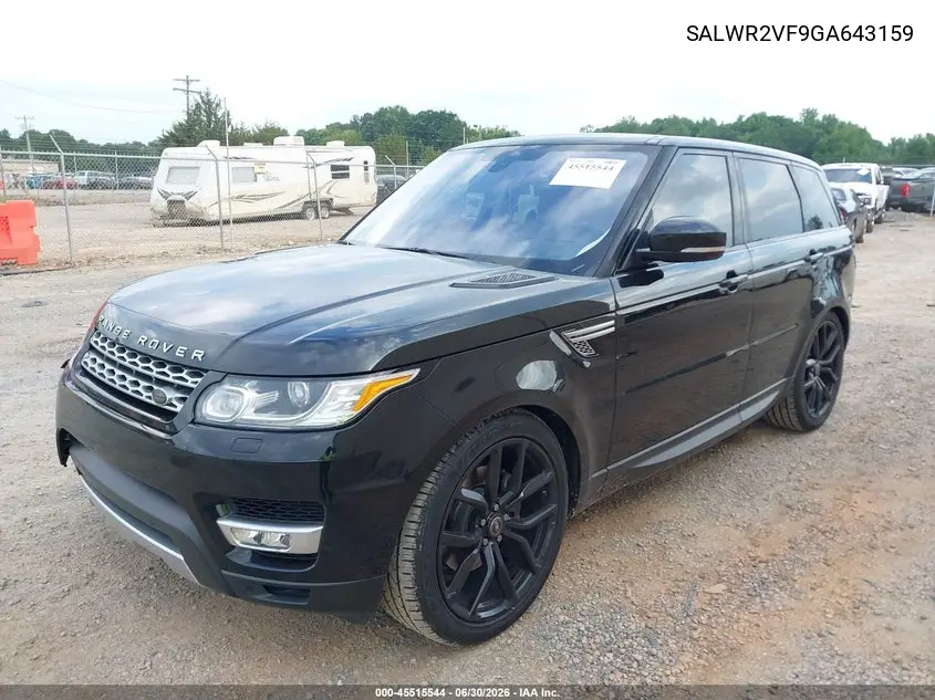 2016 Land Rover Range Rover Sport 3.0L V6 Supercharged Hse VIN: SALWR2VF9GA643159 Lot: 45515544