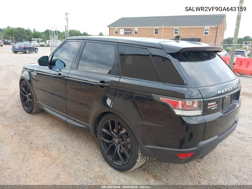 2016 Land Rover Range Rover Sport 3.0L V6 Supercharged Hse VIN: SALWR2VF9GA643159 Lot: 45515544
