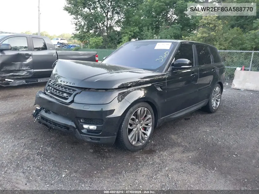 2016 Land Rover Range Rover Sport VIN: SALWR2EF8GA588770 Lot: 45518210