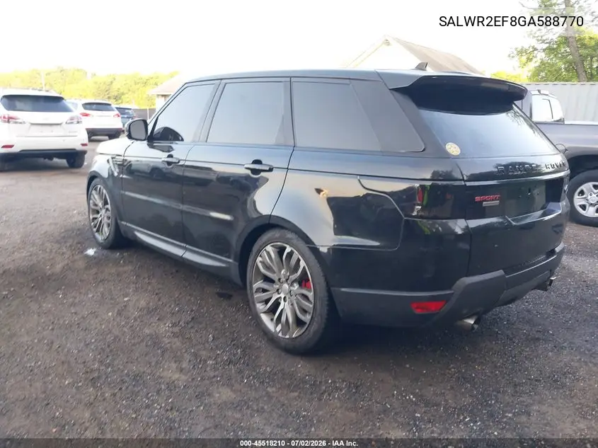 2016 Land Rover Range Rover Sport VIN: SALWR2EF8GA588770 Lot: 45518210