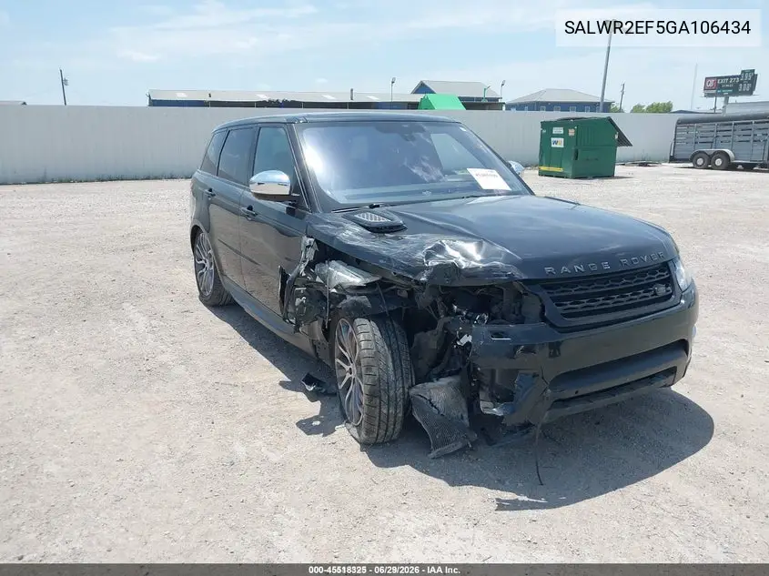 2016 Land Rover Range Rover Sport 5.0L V8 Supercharged/5.0L V8 Supercharged Dynamic VIN: SALWR2EF5GA106434 Lot: 45518325