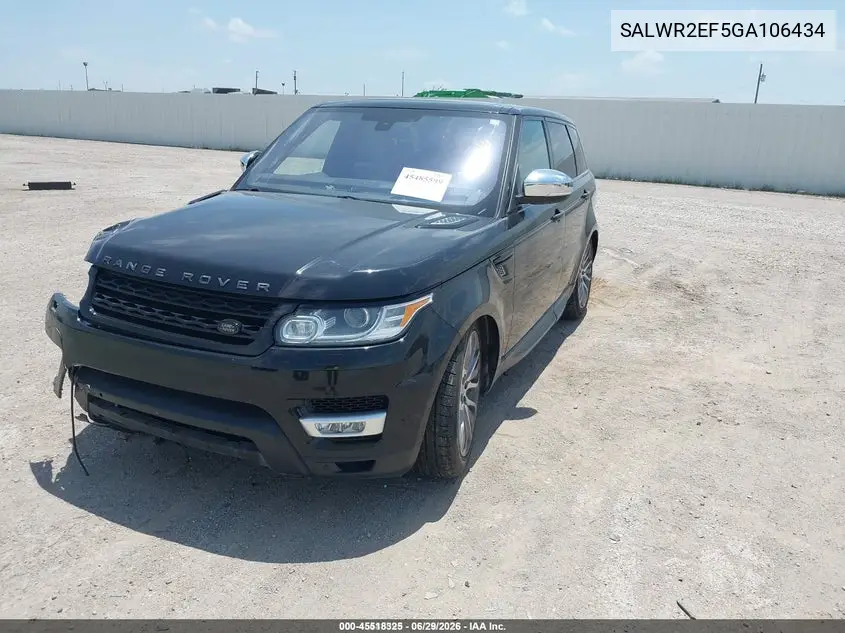 2016 Land Rover Range Rover Sport 5.0L V8 Supercharged/5.0L V8 Supercharged Dynamic VIN: SALWR2EF5GA106434 Lot: 45518325