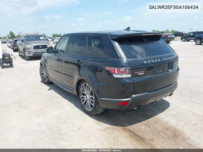 2016 Land Rover Range Rover Sport 5.0L V8 Supercharged/5.0L V8 Supercharged Dynamic VIN: SALWR2EF5GA106434 Lot: 45518325