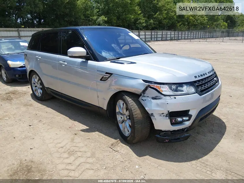 2016 Land Rover Range Rover Sport 3.0L V6 Supercharged Hse VIN: SALWR2VFXGA642618 Lot: 45547678