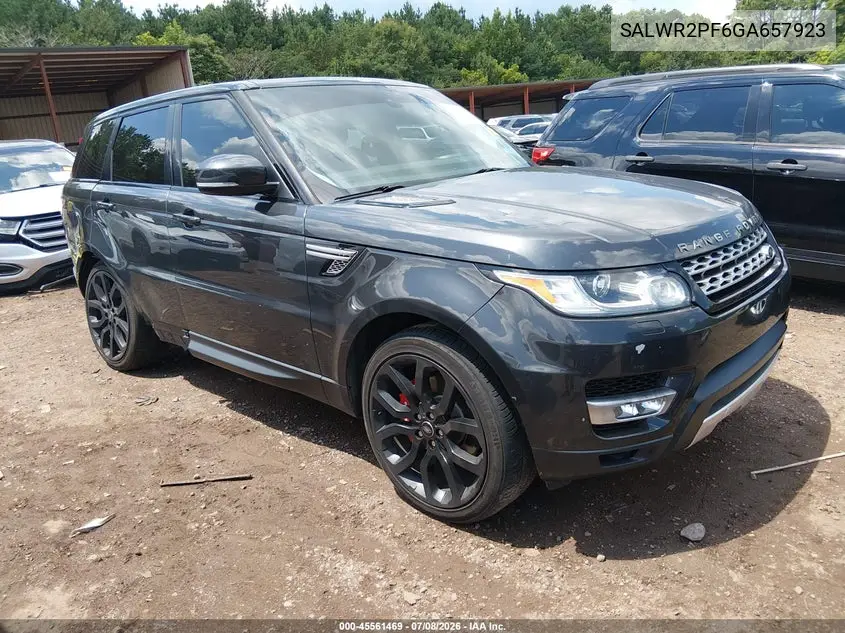 2016 Land Rover Range Rover Sport 3.0L V6 Supercharged Hse VIN: SALWR2PF6GA657923 Lot: 45561469