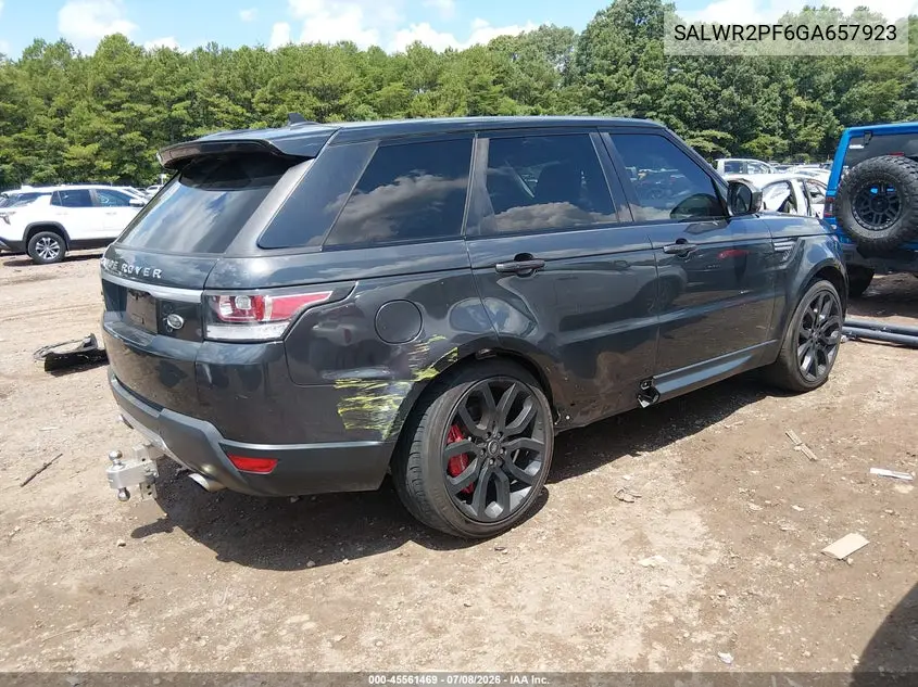 2016 Land Rover Range Rover Sport 3.0L V6 Supercharged Hse VIN: SALWR2PF6GA657923 Lot: 45561469