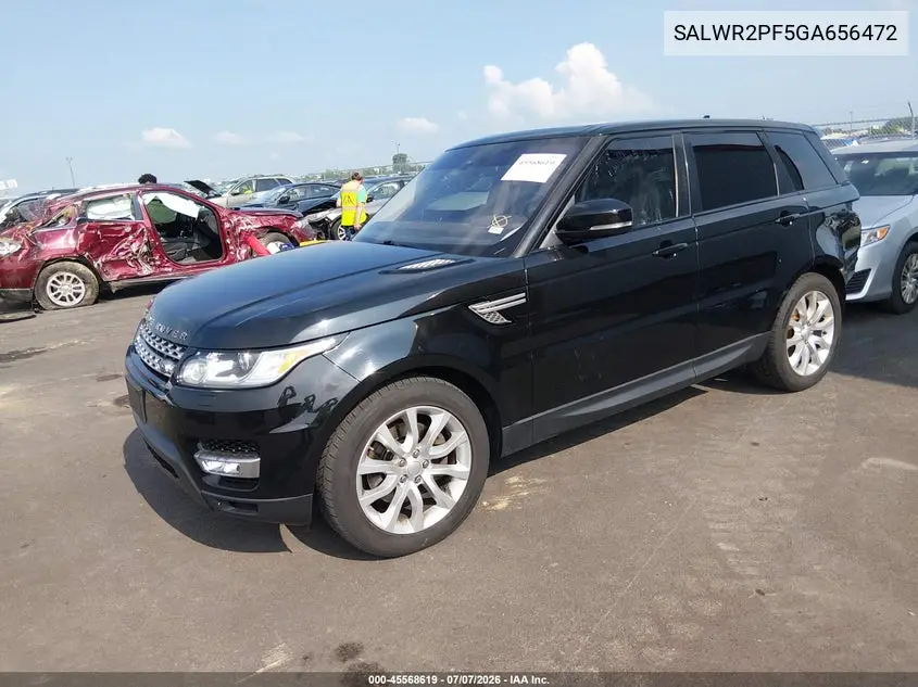 2016 Land Rover Range Rover Sport 3.0L V6 Supercharged Hse VIN: SALWR2PF5GA656472 Lot: 45568619
