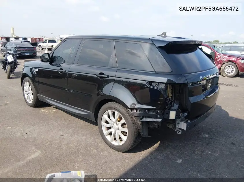 2016 Land Rover Range Rover Sport 3.0L V6 Supercharged Hse VIN: SALWR2PF5GA656472 Lot: 45568619