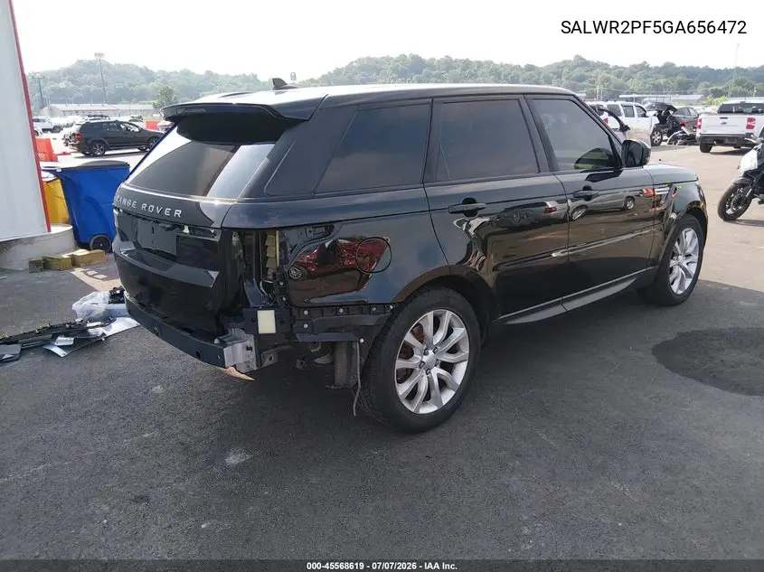 2016 Land Rover Range Rover Sport 3.0L V6 Supercharged Hse VIN: SALWR2PF5GA656472 Lot: 45568619