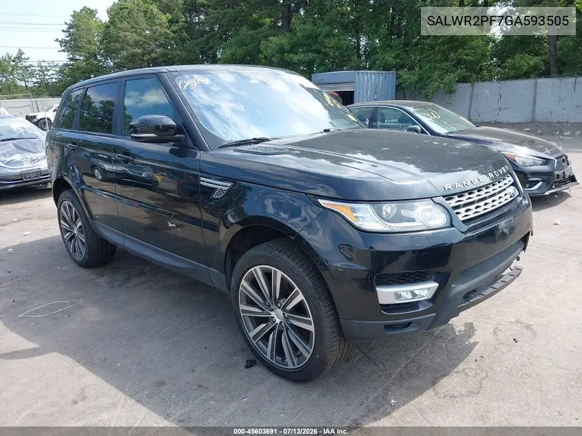 2016 Land Rover Range Rover Sport 3.0L V6 Supercharged Hse VIN: SALWR2PF7GA593505 Lot: 45603691