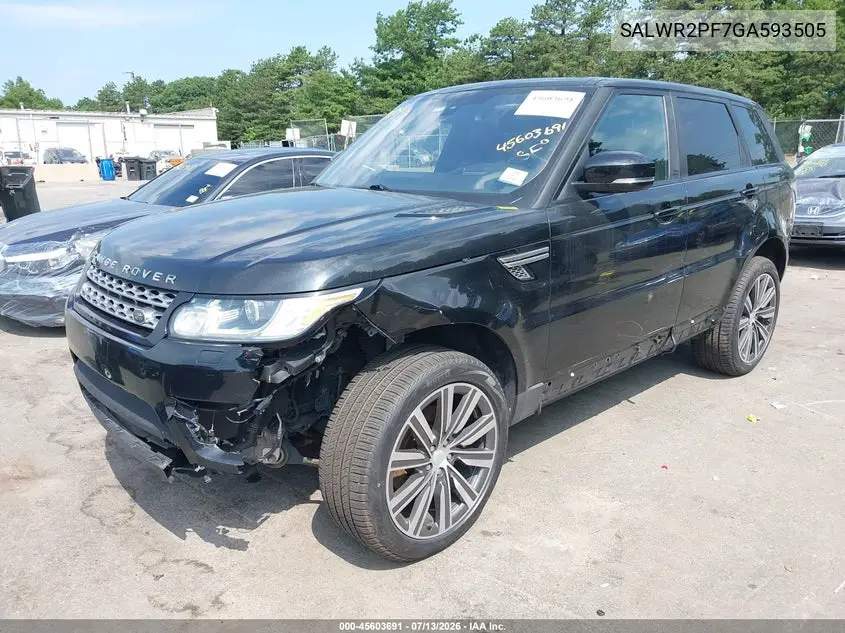 2016 Land Rover Range Rover Sport 3.0L V6 Supercharged Hse VIN: SALWR2PF7GA593505 Lot: 45603691