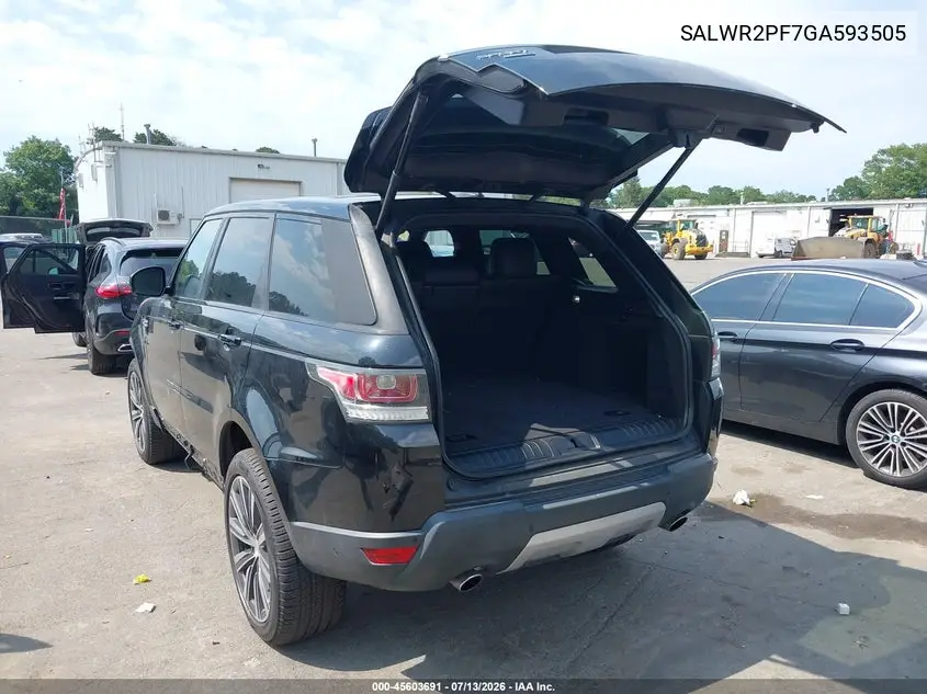 2016 Land Rover Range Rover Sport 3.0L V6 Supercharged Hse VIN: SALWR2PF7GA593505 Lot: 45603691
