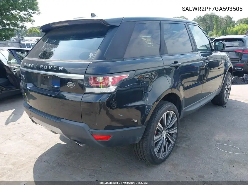2016 Land Rover Range Rover Sport 3.0L V6 Supercharged Hse VIN: SALWR2PF7GA593505 Lot: 45603691