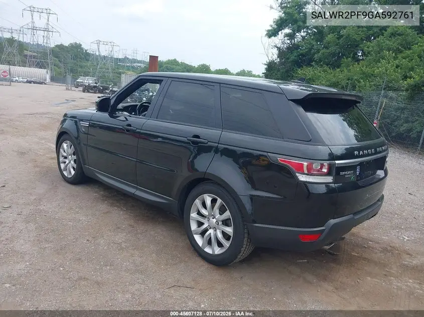2016 Land Rover Range Rover Sport 3.0L V6 Supercharged Hse VIN: SALWR2PF9GA592761 Lot: 45607128