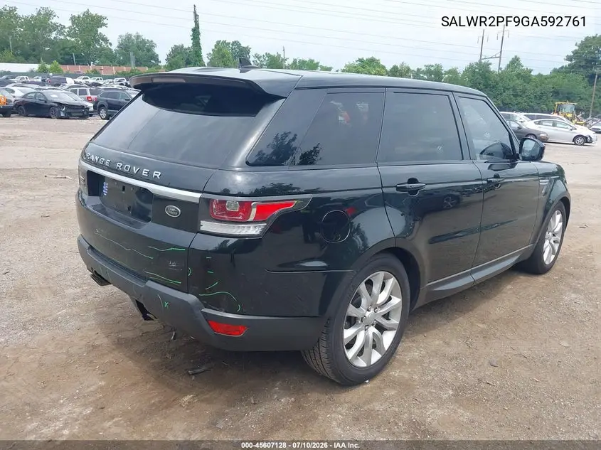 2016 Land Rover Range Rover Sport 3.0L V6 Supercharged Hse VIN: SALWR2PF9GA592761 Lot: 45607128