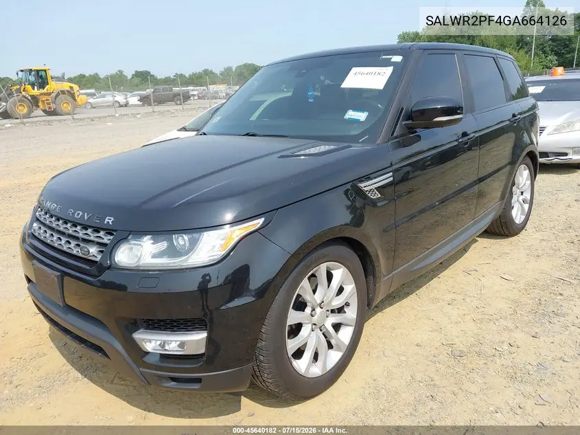 2016 Land Rover Range Rover Sport 3.0L V6 Supercharged Hse VIN: SALWR2PF4GA664126 Lot: 45640182