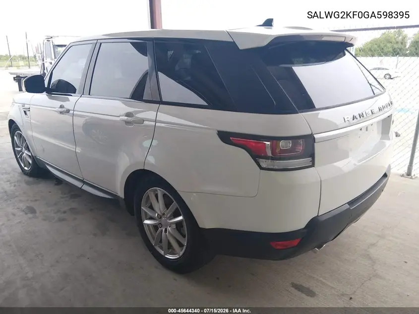 2016 Land Rover Range Rover Sport 3.0L V6 Turbocharged Diesel Se Td6 VIN: SALWG2KF0GA598395 Lot: 45644340