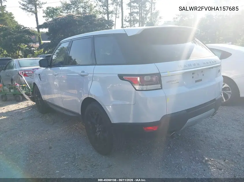 2017 Land Rover Range Rover Sport 3.0L V6 Supercharged Hse VIN: SALWR2FV0HA157685 Lot: 45360156