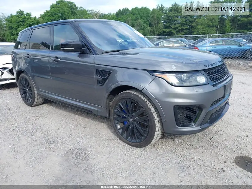 2017 Land Rover Range Rover Sport 5.0L V8 Supercharged Svr VIN: SALWZ2FE2HA142931 Lot: 45391978
