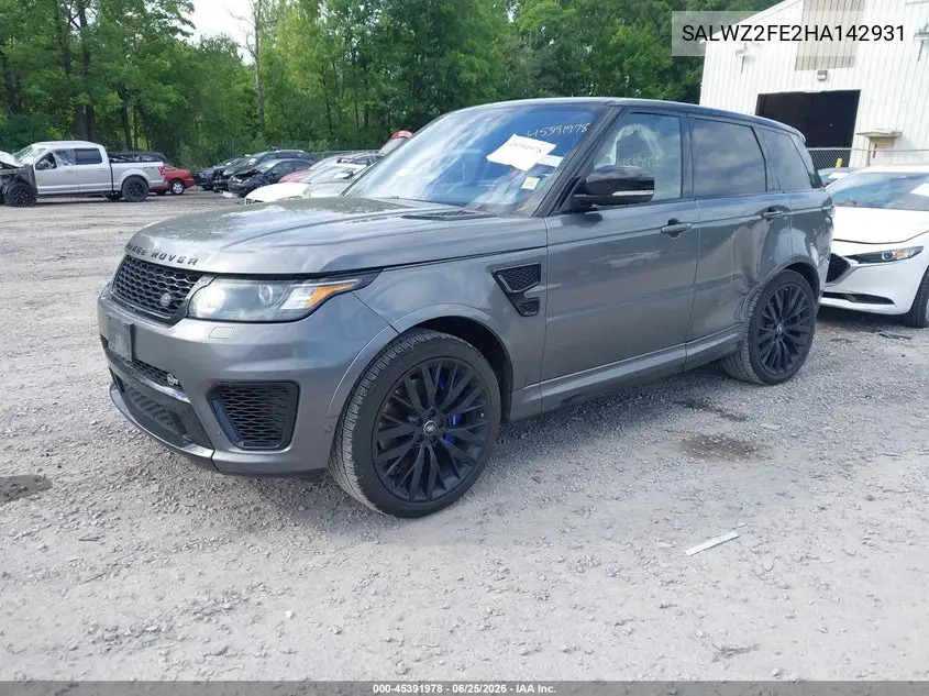 2017 Land Rover Range Rover Sport 5.0L V8 Supercharged Svr VIN: SALWZ2FE2HA142931 Lot: 45391978