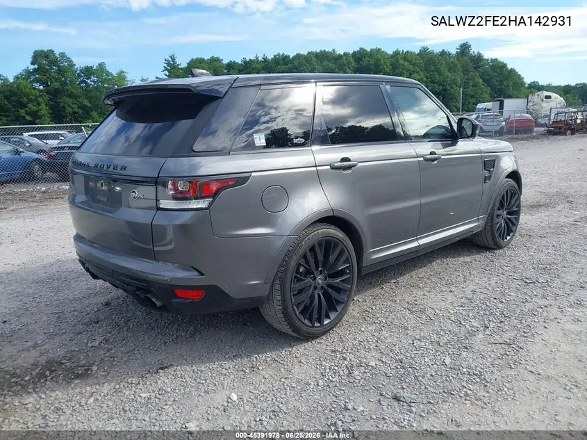 2017 Land Rover Range Rover Sport 5.0L V8 Supercharged Svr VIN: SALWZ2FE2HA142931 Lot: 45391978