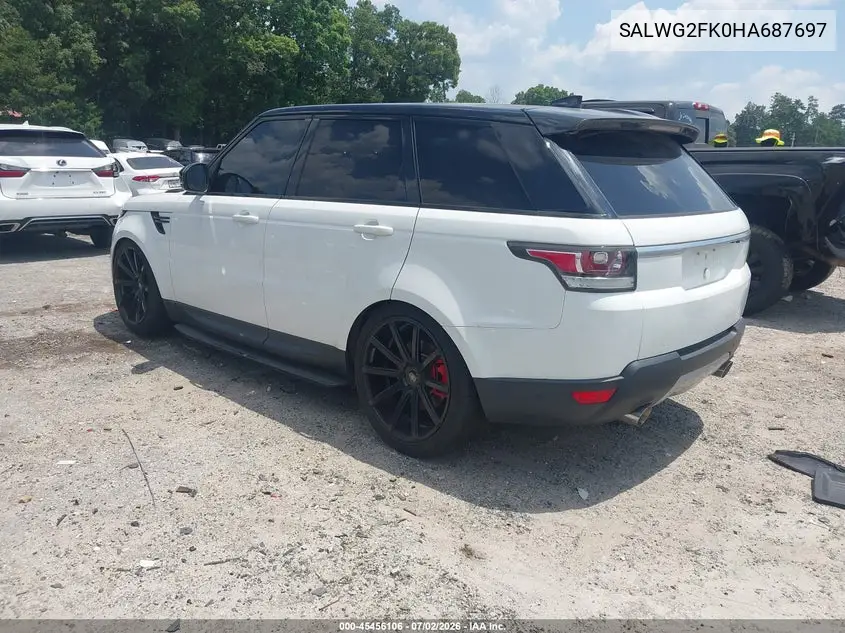 2017 Land Rover Range Rover Sport 3.0L V6 Turbocharged Diesel Se Td6 VIN: SALWG2FK0HA687697 Lot: 45456106