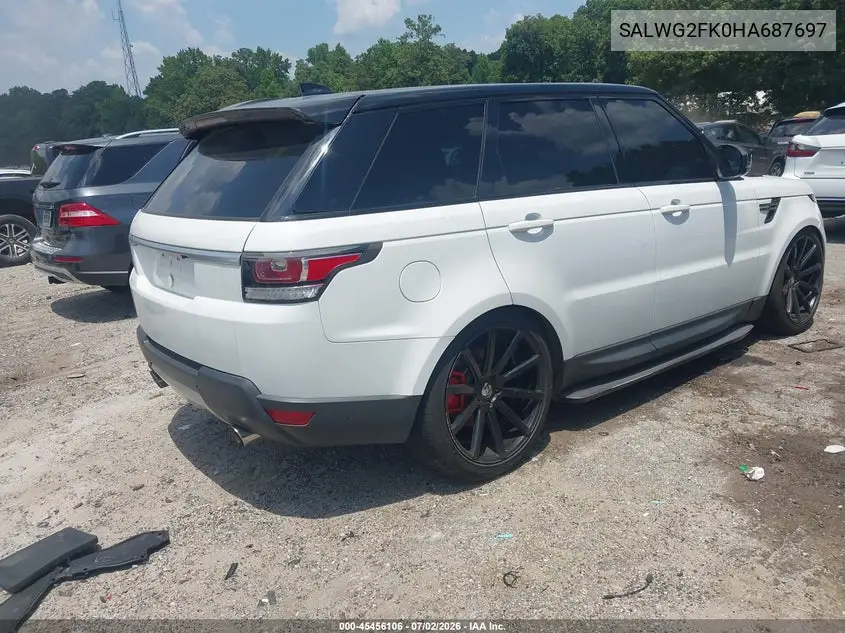 2017 Land Rover Range Rover Sport 3.0L V6 Turbocharged Diesel Se Td6 VIN: SALWG2FK0HA687697 Lot: 45456106