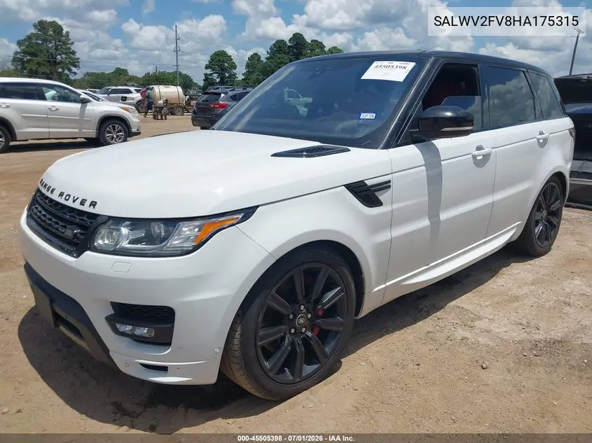 2017 Land Rover Range Rover Sport 3.0L V6 Supercharged Hse Dynamic VIN: SALWV2FV8HA175315 Lot: 45505398