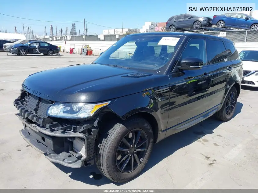 2017 Land Rover Range Rover Sport 3.0L V6 Turbocharged Diesel Se Td6 VIN: SALWG2FKXHA675802 Lot: 45550157