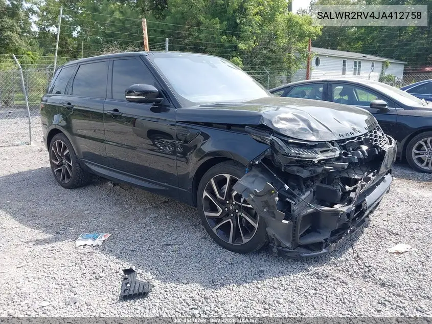 2018 Land Rover Range Rover Sport Hse VIN: SALWR2RV4JA412758 Lot: 45476769
