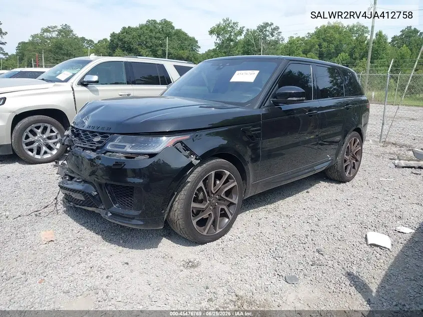 2018 Land Rover Range Rover Sport Hse VIN: SALWR2RV4JA412758 Lot: 45476769
