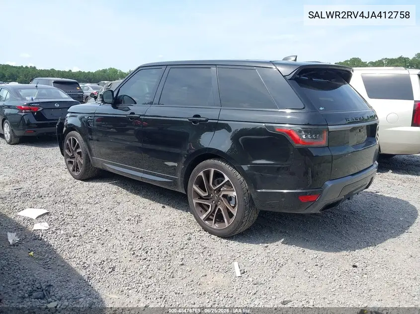 2018 Land Rover Range Rover Sport Hse VIN: SALWR2RV4JA412758 Lot: 45476769